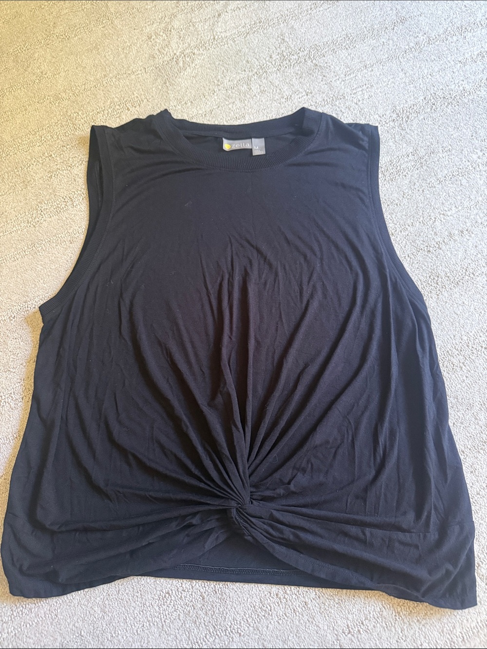 Zella Black Twist-Front Muscle Tank
